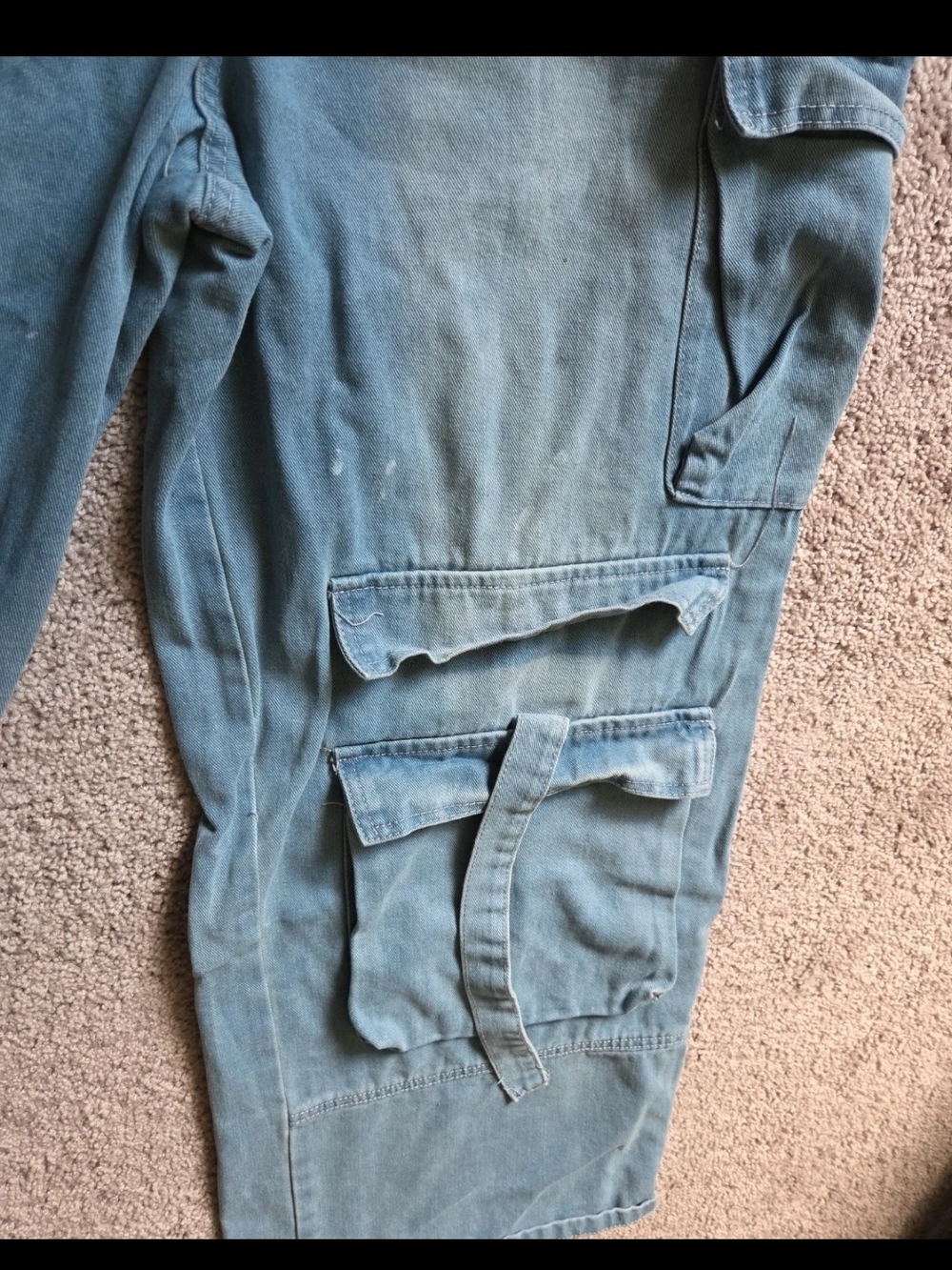 Wide Leg Cargo Jeans in Light Blue - Picture 5 of 5